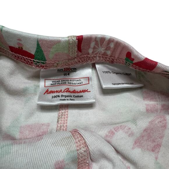 HANNA ANDERSSON Christmas Gnome Pink Pajama Bottoms Size 4 / 100 Holiday Pants - Picture 3 of 3